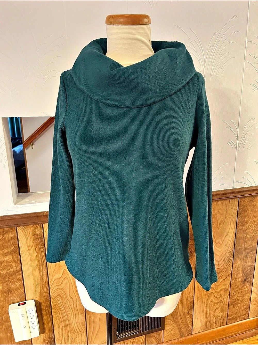 Talbots Green Knit Cowlneck